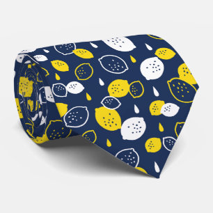 Navy Blue Lemon Art – Verfrissend Citrus Design Stropdas