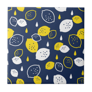 Navy Blue Lemon Art – Verfrissend Citrus Design Tegeltje