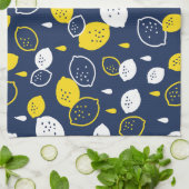 Navy Blue Lemon Art – Verfrissend Citrus Design Theedoek (Gevouwen)