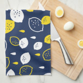 Navy Blue Lemon Art – Verfrissend Citrus Design Theedoek (Quarter Fold)