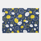 Navy Blue Lemon Art – Verfrissend Citrus Design Theedoek (Horizontaal)