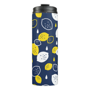 Navy Blue Lemon Art – Verfrissend Citrus Design Thermosbeker