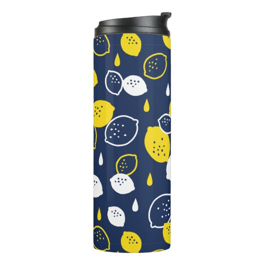 Navy Blue Lemon Art – Verfrissend Citrus Design Thermosbeker (Gedraaid links)