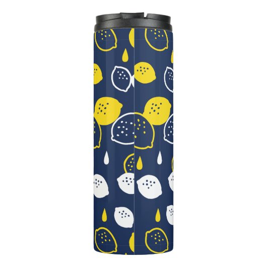 Navy Blue Lemon Art – Verfrissend Citrus Design Thermosbeker (Achterkant)