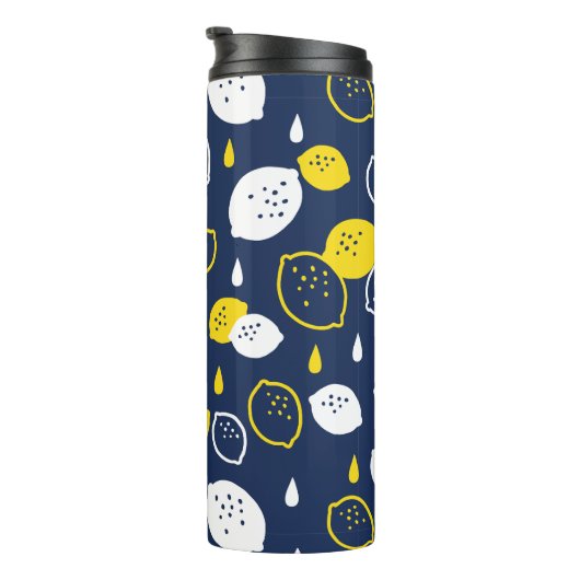 Navy Blue Lemon Art – Verfrissend Citrus Design Thermosbeker (Geroteerd rechts)