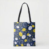 Navy Blue Lemon Art – Verfrissend Citrus Design Tote Bag (Voorkant)