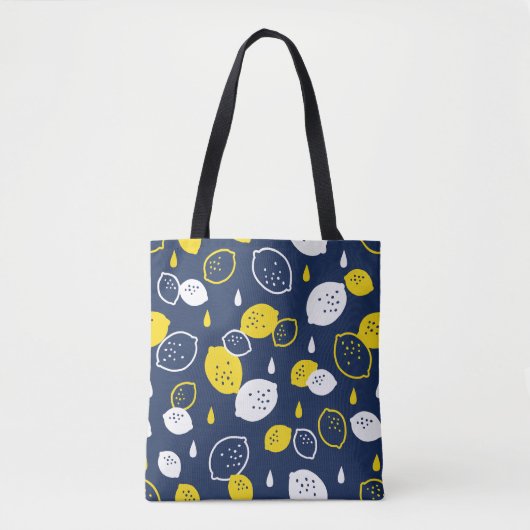 Navy Blue Lemon Art – Verfrissend Citrus Design Tote Bag (Voorkant)