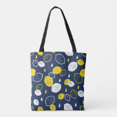 Navy Blue Lemon Art – Verfrissend Citrus Design Tote Bag (Achterkant)