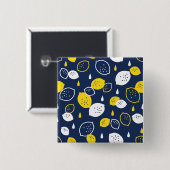 Navy Blue Lemon Art – Verfrissend Citrus Design Vierkante Button 5,1 Cm (Voorkant /achterkant)