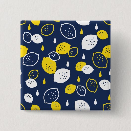 Navy Blue Lemon Art – Verfrissend Citrus Design Vierkante Button 5,1 Cm (Voorkant)