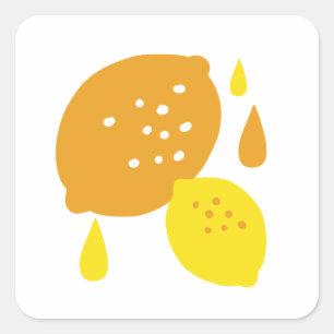 Navy Blue Lemon Art – Verfrissend Citrus Design Vierkante Sticker