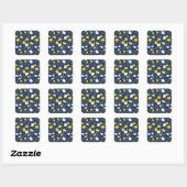 Navy Blue Lemon Art – Verfrissend Citrus Design Vierkante Sticker (Vel)