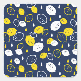 Navy Blue Lemon Art – Verfrissend Citrus Design Vierkante Sticker
