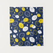 Navy Blue Lemon Art – Verfrissend Citrus Design Wandkleed (Voorkant)