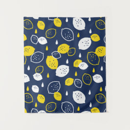 Navy Blue Lemon Art – Verfrissend Citrus Design Wandkleed