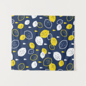 Navy Blue Lemon Art – Verfrissend Citrus Design Wandkleed (Voorkant (horizontaal))