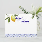 Navy Blue & Lemons Advice voor toekomstige bride Advieskaart (Staand voorkant)