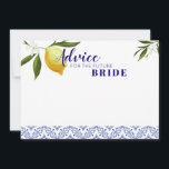 Navy Blue & Lemons Advice voor toekomstige bride Advieskaart<br><div class="desc">Navy Blue & Lemons Advice voor toekomstige bride</div>