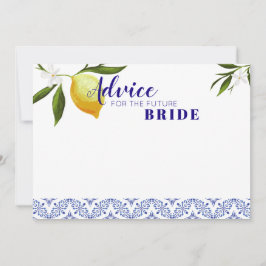 Navy Blue & Lemons Advice voor toekomstige bride Advieskaart
