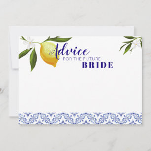 Navy Blue & Lemons Advice voor toekomstige bride Advieskaart