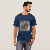 Navy Blue Leopard Modern Elegant Sjabloon T-shirt (Voorkant volledig)