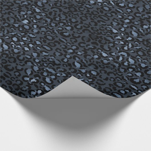 Navy Blue Leopard Print Cadeaupapier (Hoek)
