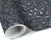 Navy Blue Leopard Print Cadeaupapier (Rol Hoek)