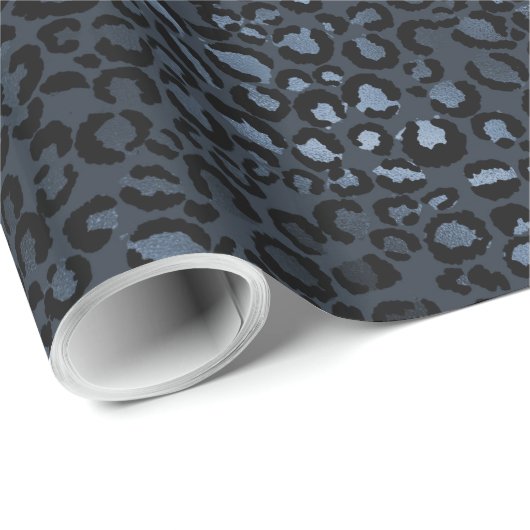 Navy Blue Leopard Print Cadeaupapier (Rol Hoek)