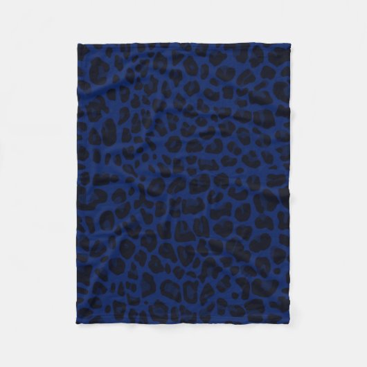 Navy blue leopard print fleece deken (Voorkant)