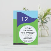 Navy Blue Let's Bogie Mini Golf Birthday Party Kaart (Staand voorkant)