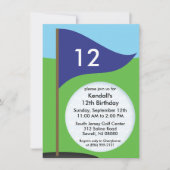 Navy Blue Let's Bogie Mini Golf Birthday Party Kaart (Voorkant)