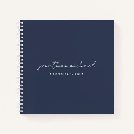 Navy Blue Letters to My Son Memory Keepomwille Notitieboek (Voorkant)
