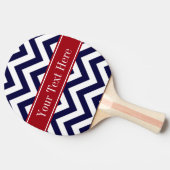 Navy Blue Lg Chevron Cranberry Name Monogram Tafeltennisbatje (Zijkant)