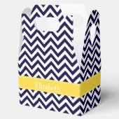 Navy Blue Lg Chevron Pineapple Naam Monogram Bedankdoosjes (Geopend)