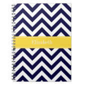 Navy Blue Lg Chevron Pineapple Naam Monogram Notitieboek (Voorkant)