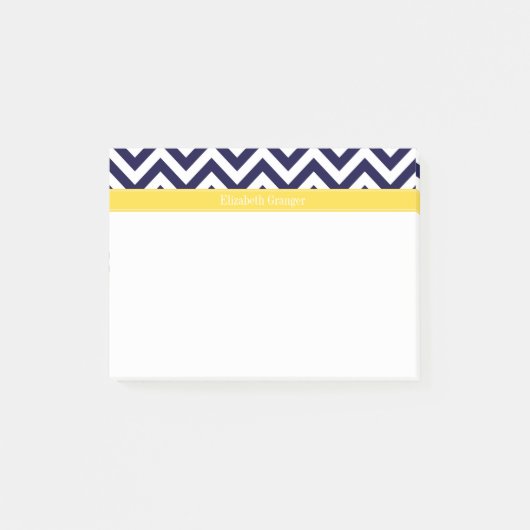 Navy Blue Lg Chevron Pineapple Naam Monogram Post-it® Notes (Voorkant)