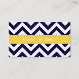 Navy Blue Lg Chevron Pineapple Naam Monogram Visitekaartje