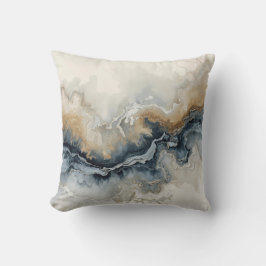 Navy Blue Lichtblauw Bruin Grijs Modern Abstract 1 Kussen