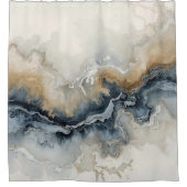 Navy Blue Lichtblauw Bruin Grijs Modern Abstract Douchegordijn (Voorkant)