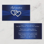 Navy Blue Lid van Hearts Wedding Information Kaart (Voorkant / Achterkant)