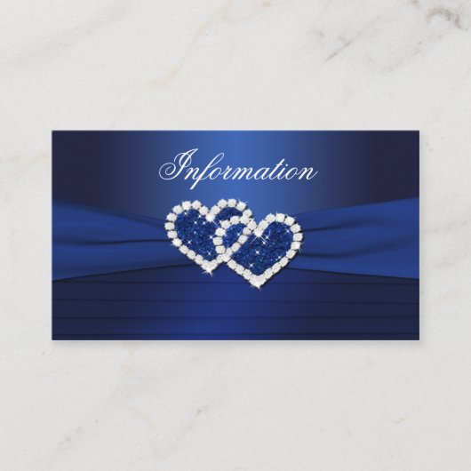 Navy Blue Lid van Hearts Wedding Information Kaart (Voorkant)