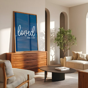 Navy Blue Liefde Gelooofs Citaten minimalistisch Poster