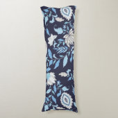 Navy Blue & Light Blue Mandala Print Body Pillow Lichaamskussen (Voorkant Verticaal)