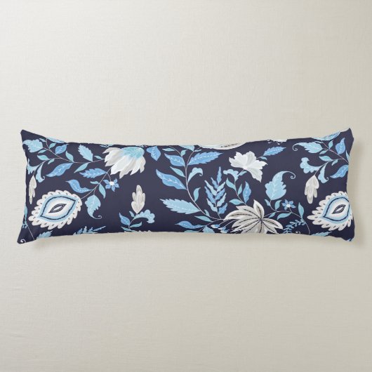 Navy Blue & Light Blue Mandala Print Body Pillow Lichaamskussen (Voorkant)
