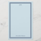 Navy Blue Light Blue Monogramed Stationery Briefpapier (Voorkant)