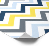 Navy Blue, Light Blue, Yellow, and Gray Chevron Poster (Hoek)