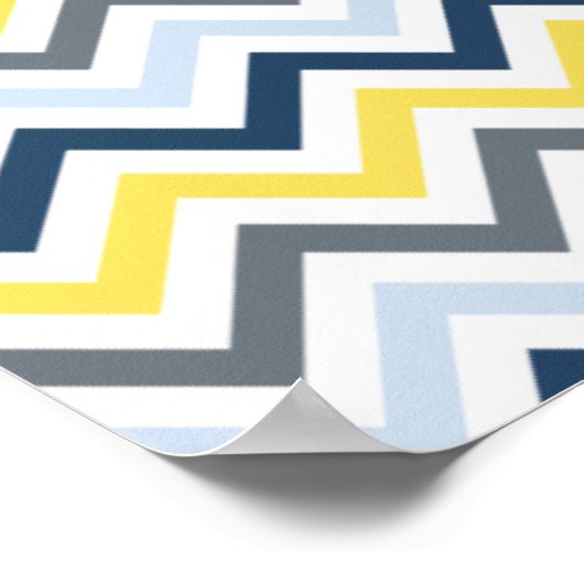Navy Blue, Light Blue, Yellow, and Gray Chevron Poster (Hoek)