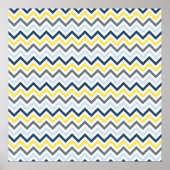Navy Blue, Light Blue, Yellow, and Gray Chevron Poster (Voorkant)