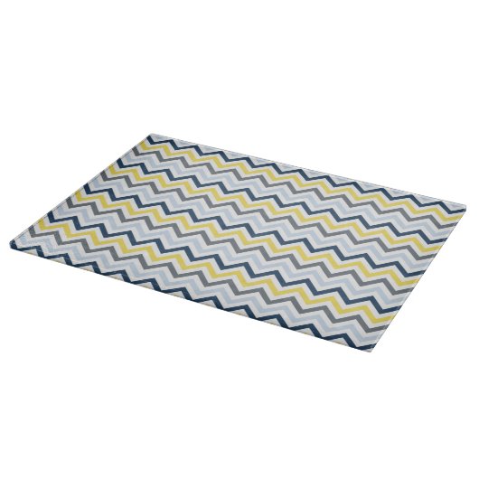 Navy Blue, Light Blue, Yellow en Grey Chevron Snijplank (Hoek)