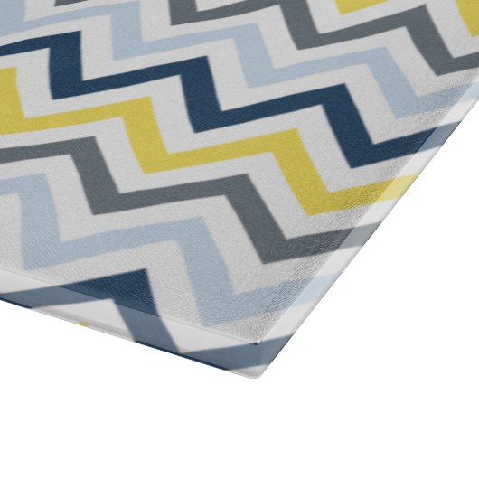 Navy Blue, Light Blue, Yellow en Grey Chevron Snijplank (Hoek)